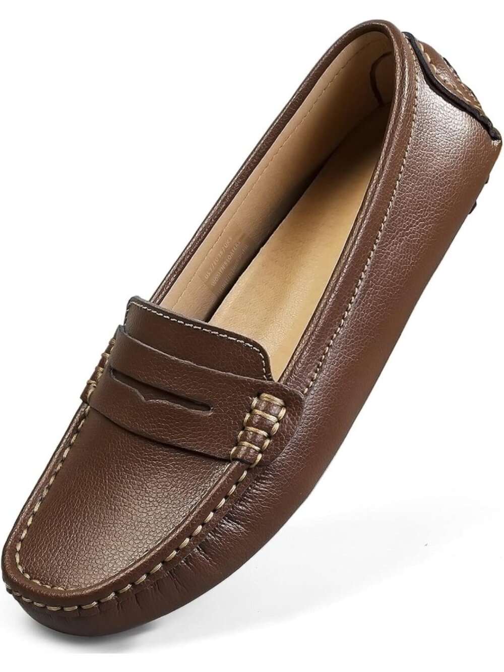 Women's Coffee Slip on Round Toe Backless Slides Casual Buckle Flat Loafers Shoe